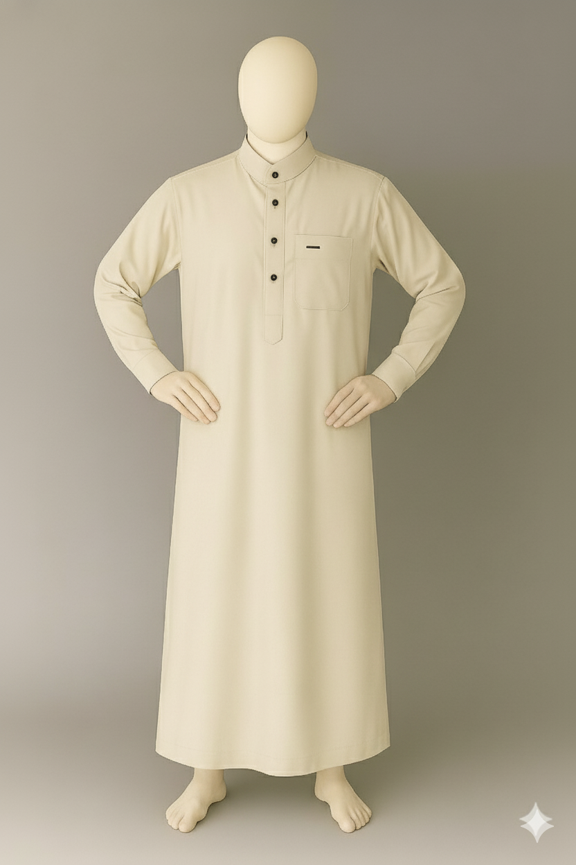 Saudi Thobe ( White yellow ) | Imported TR Fabric