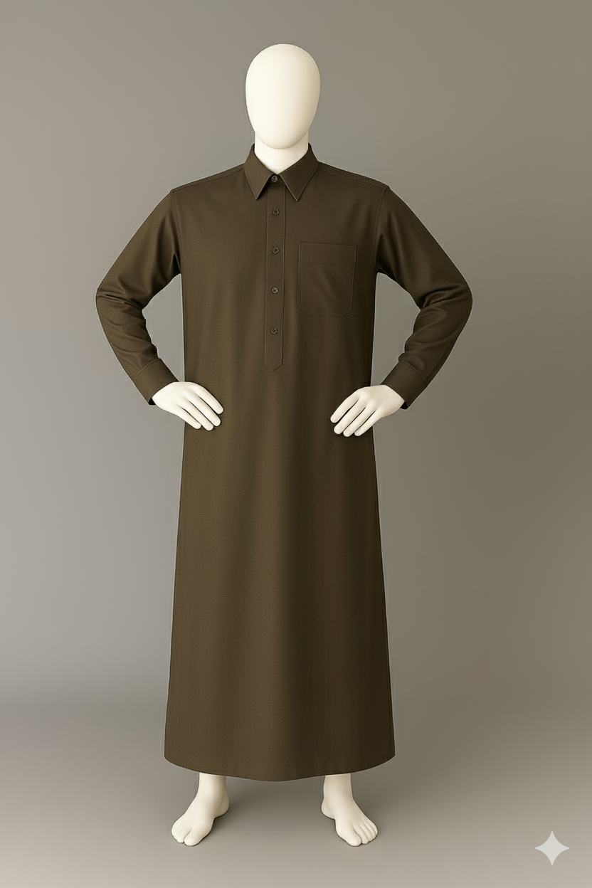 Saudi Thobe ( Plain Brown ) | Imported TR Fabric