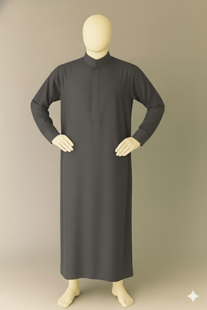 Saudi Thobe ( Dark Grey ) | Imported TR Fabric